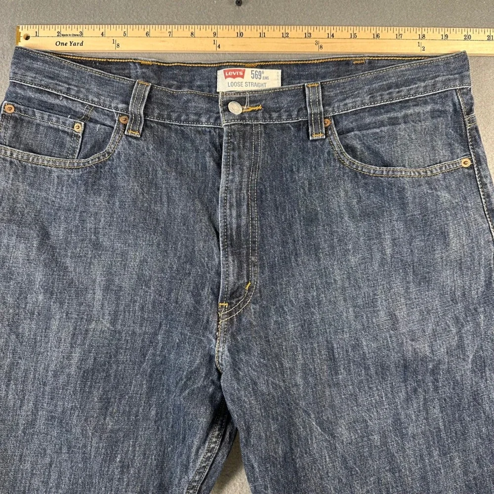 Levis 569 Loose Straight Jeans Mens 40x30 Dark Wash Blue Denim 100% Cotton